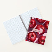 Personalized Sparkling Red Apple Pink Background ノートブック (内部)