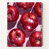 Personalized Sparkling Red Apple Pink Background ノートブック (裏面)