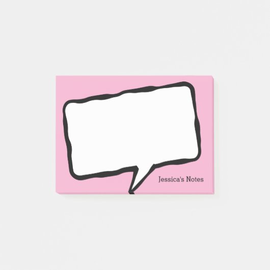 Personalized speech bubble pink Post-it® notes ポストイット (正面)
