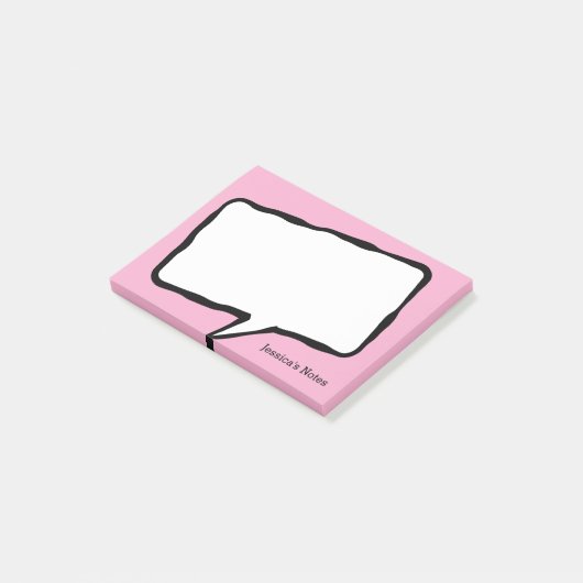 Personalized speech bubble pink Post-it® notes ポストイット (アングル)