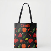 Personalized Spicy Peppers Pattern Tote Bag トートバッグ (正面)