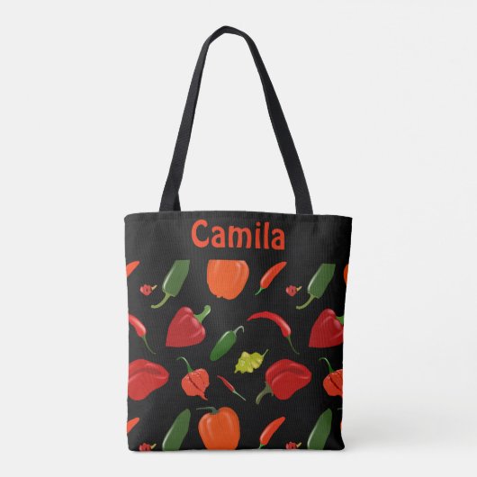 Personalized Spicy Peppers Pattern Tote Bag トートバッグ (裏面)