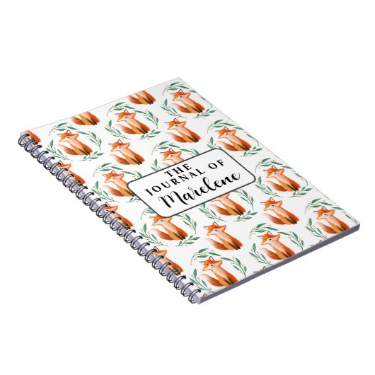 Personalized Spiral Photo Notebook – Cute Fox ノートブック (右側)