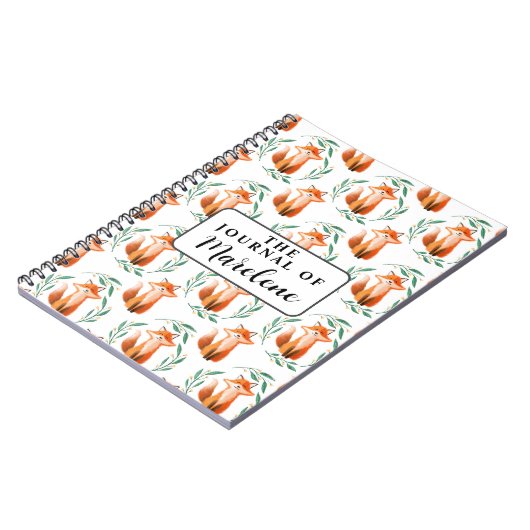 Personalized Spiral Photo Notebook – Cute Fox  ノートブック (左側)