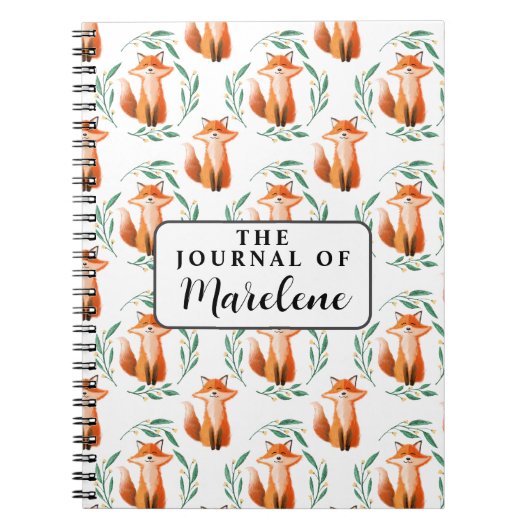 Personalized Spiral Photo Notebook – Cute Fox  ノートブック (正面)
