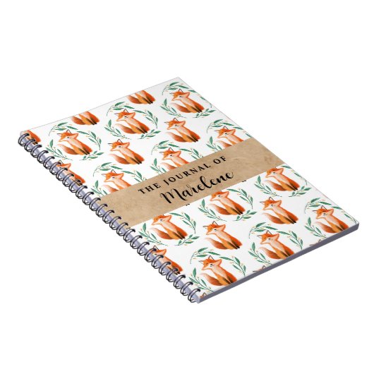 Personalized Spiral Photo Notebook – Cute Fox ノートブック (右側)