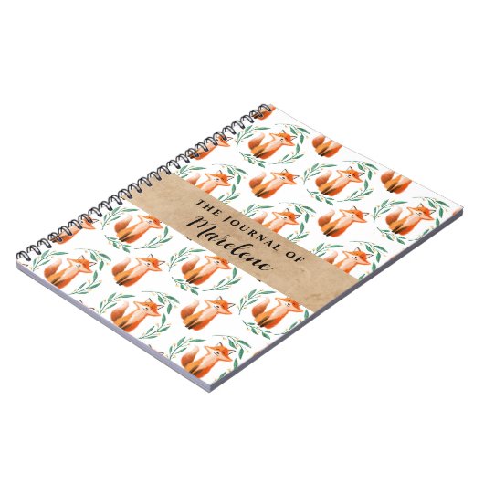 Personalized Spiral Photo Notebook – Cute Fox  ノートブック (左側)