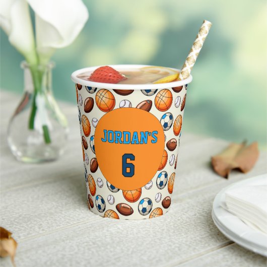 Personalized Sports Birthday Paper Cups  紙コップ (インサイチュ)