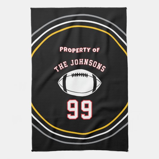 Personalized Sports Towel | Custom Football Player キッチンタオル (縦)