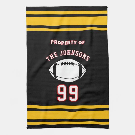 Personalized Sports Towel | Custom Football Player キッチンタオル (縦)