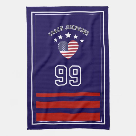 Personalized Sports Towel | Custom Football Player キッチンタオル (縦)