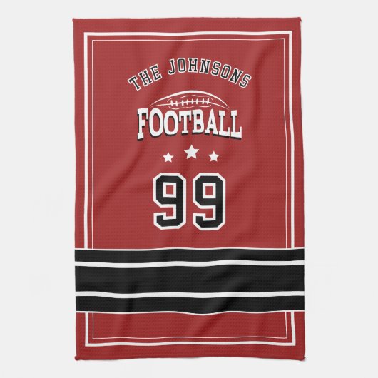 Personalized Sports Towel | Custom Football Player キッチンタオル (縦)