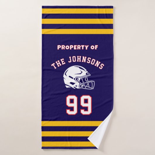 Personalized Sports Towel | Custom Football Player バスタオル (バスタオル)