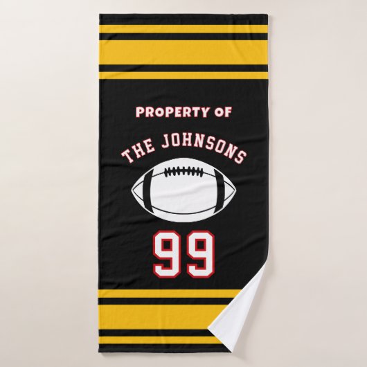 Personalized Sports Towel | Custom Football Player バスタオル (バスタオル)