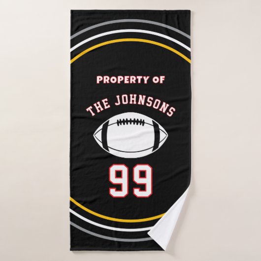 Personalized Sports Towel | Custom Football Player バスタオル (バスタオル)