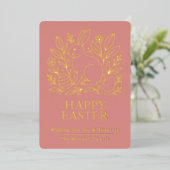 Personalized Spring Easter Bunny Gold Floral 箔シーズンカード (立ち正面)