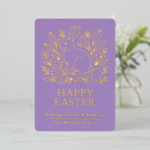 Personalized Spring Easter Bunny Gold Floral 箔シーズンカード (立ち正面)