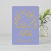 Personalized Spring Easter Bunny Gold Floral 箔シーズンカード (立ち正面)