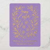 Personalized Spring Easter Egg Gold Floral 箔シーズンカード (正面)