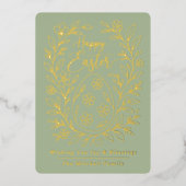Personalized Spring Easter Egg Gold Floral 箔シーズンカード (正面)