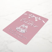 Personalized Spring Easter Egg Silver Bow 箔シーズンカード (回転した状態)