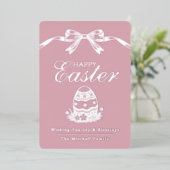 Personalized Spring Easter Egg Silver Bow 箔シーズンカード (立ち正面)
