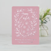 Personalized Spring Easter Egg Silver Floral Foil 箔シーズンカード (立ち正面)