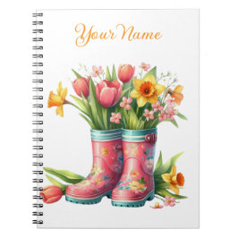 Personalized Spring Floral Spiral Notebook ノートブック