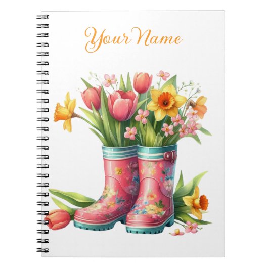 Personalized Spring Floral Spiral Notebook ノートブック (正面)