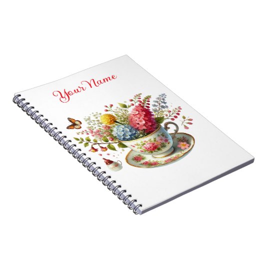 Personalized Spring Floral Spiral Notebook – ノートブック (右側)