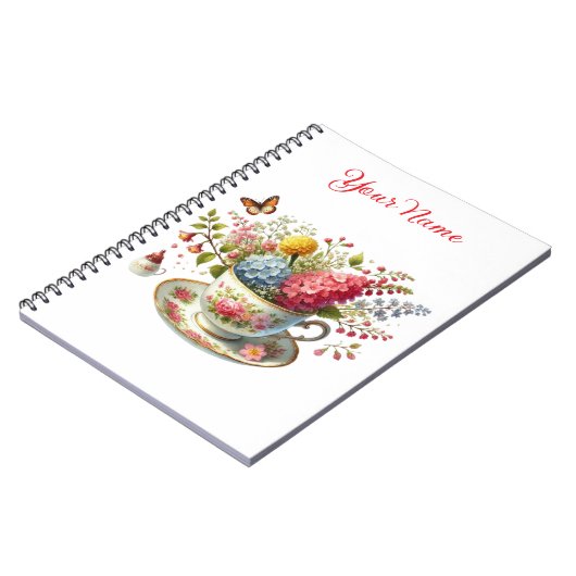Personalized Spring Floral Spiral Notebook – ノートブック (左側)