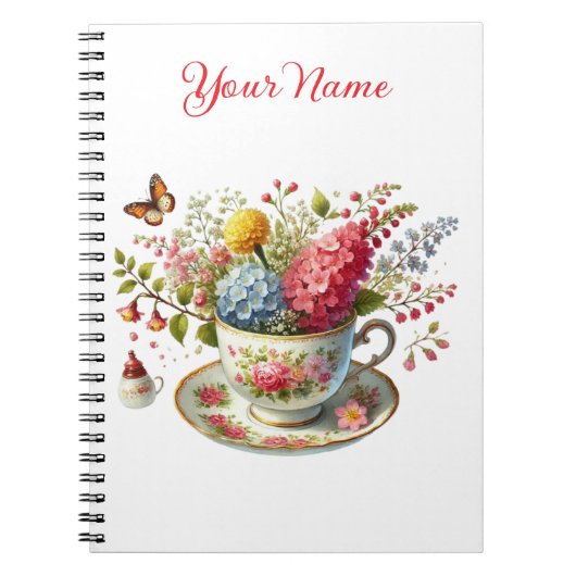 Personalized Spring Floral Spiral Notebook – ノートブック (正面)