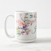 Personalized Spring Floral Watercolor Botanical コーヒーマグカップ (左)