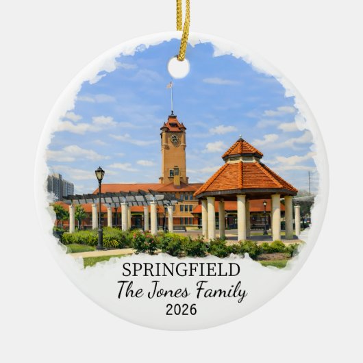 Personalized Springfield Ornament, Custom Illinois セラミックオーナメント (正面)