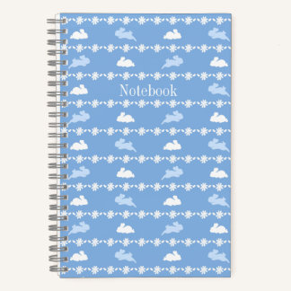 Personalized Springtime Bunny Daisies White Blue ノートブック