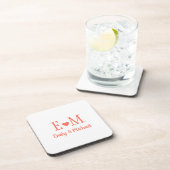 Personalized Square Coaster with Initials and Hear コースター (右側)