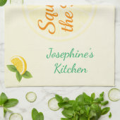 Personalized Squeeze the Day Lemon Kitchen Towel キッチンタオル (折り畳み)