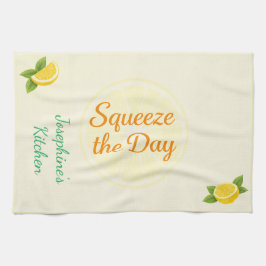 Personalized Squeeze the Day Lemon Kitchen Towel キッチンタオル