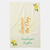 Personalized Squeeze the Day Lemon Kitchen Towel キッチンタオル (縦)