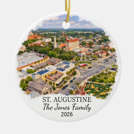 Personalized St. Augustine Ornament Custom Florida セラミックオーナメント (正面)
