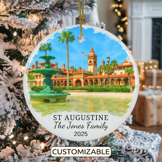 Personalized St Augustine Ornament, Florida セラミックオーナメント