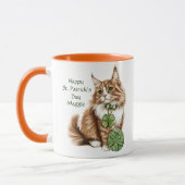 Personalized St. Patrick’s Day Long-Haired Cat Mug マグカップ (左)