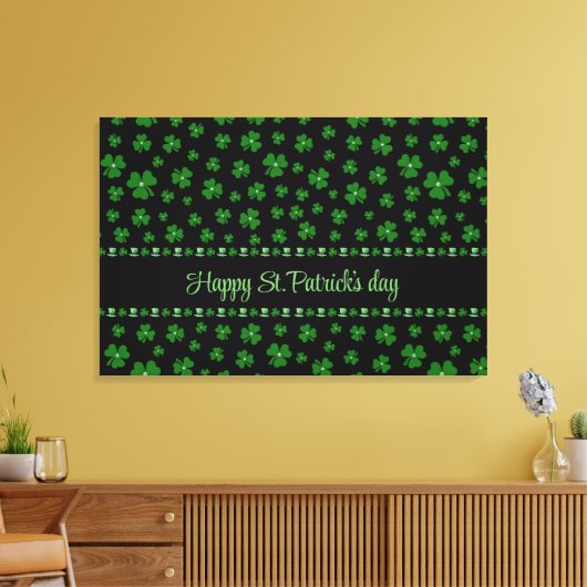 Personalized St. Patrick’s Day Shamrock on Black キャンバスプリント (インサイチュ (リビング))