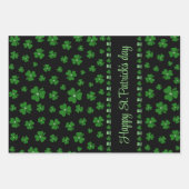 Personalized St. Patrick’s Day Shamrock on Black ラッピングペーパーシート (正面2)