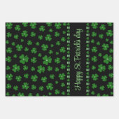 Personalized St. Patrick’s Day Shamrock on Black ラッピングペーパーシート (正面)