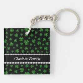 Personalized St. Patrick’s Day Shamrock with Pearl キーホルダー