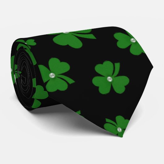 Personalized St. Patrick’s Day Shamrock with Pearl ネクタイ (ロール)