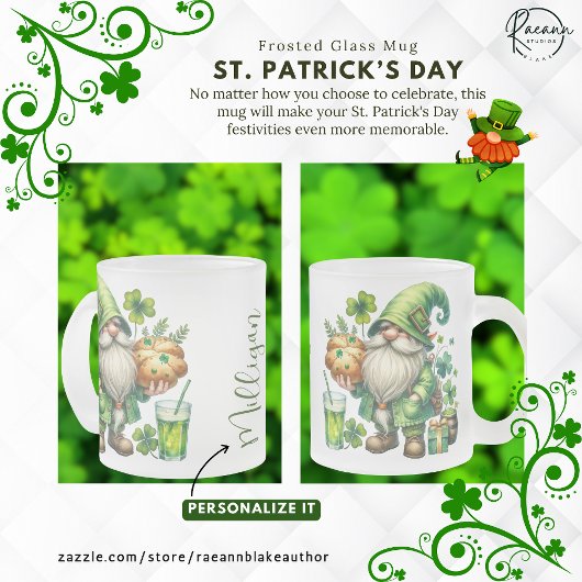 Personalized St. Patrick's Day Frosted Glass Mug フロストグラスマグカップ