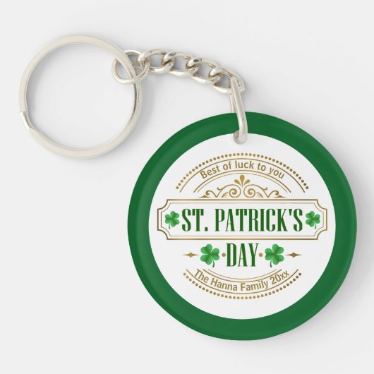 Personalized St. Patrick's Day I Luck of the Irish キーホルダー (正面)