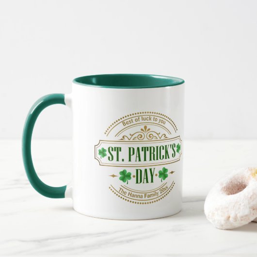 Personalized St. Patrick's Day I Luck of the Irish マグカップ (ドーナツ)